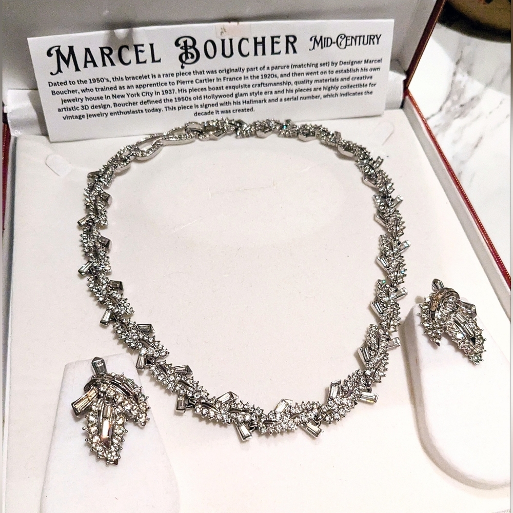 Vintage Marcel Boucher Parure - Necklace and Earrings Bridal Set - Picture 16 of 17